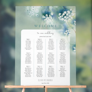 Small White Flowers Wedding Welcome Seating Chart