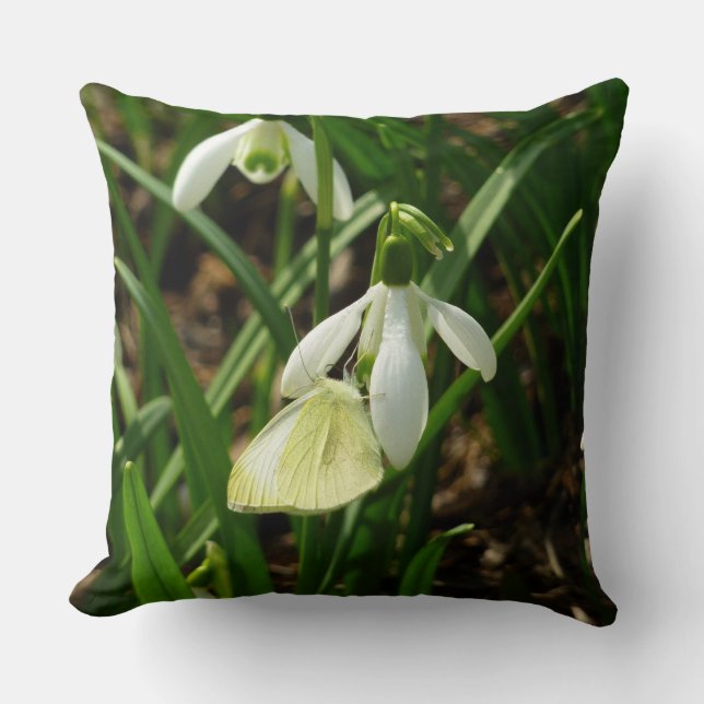 Small White on Snowdrop Cushion (Front)