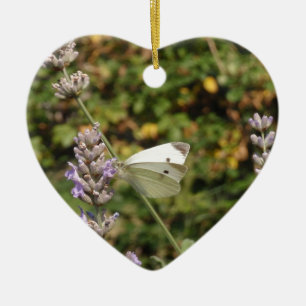 Small White Or Cabbage White Butterfly Ceramic Tree Decoration