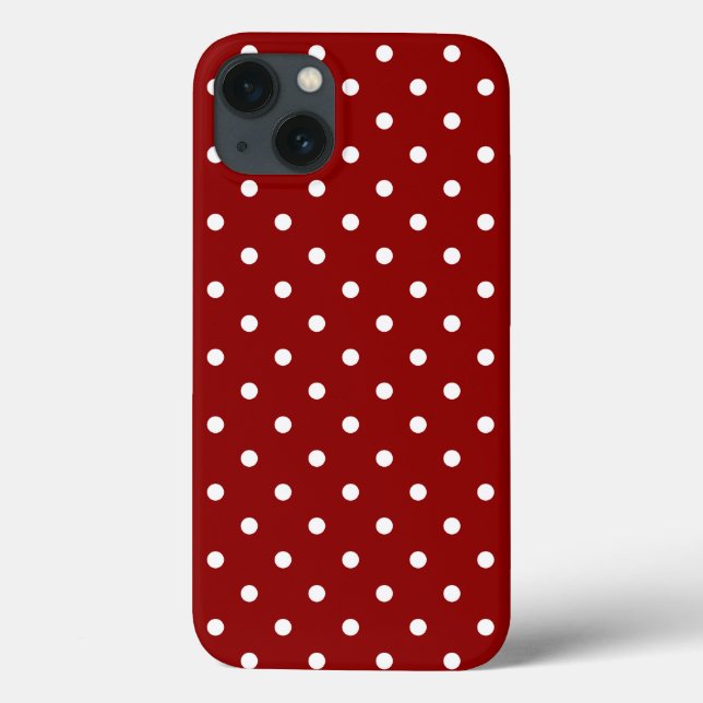Small White Polka dots cherry red background Case-Mate iPhone Case (Back)