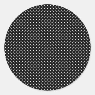 Small white polka dots on black classic round sticker