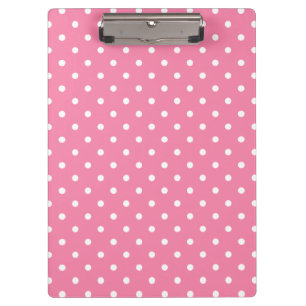 Small White Polka Dots on hot pink Clipboard