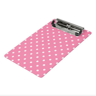 Small White Polka Dots on hot pink Mini Clipboard