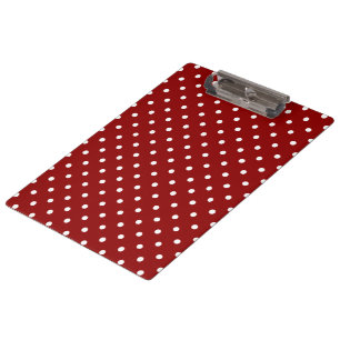 Small White Polka dots red background Clipboard
