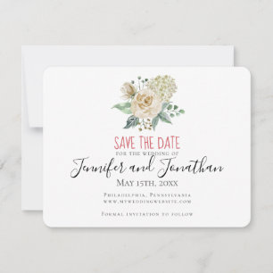 Small White Rose TraditionalSave the Date  Wedding