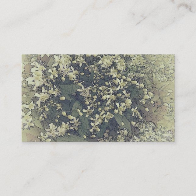 Small white vintage flowers of clematis business card (Front)