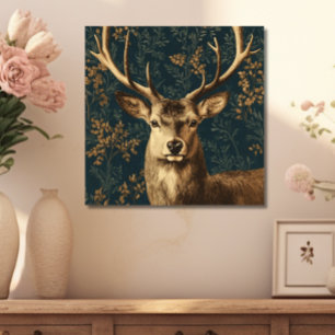 Small William Morris Style Vintage Deer  Canvas Print