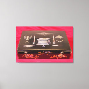 Small wooden case, with symbols of Freemasonry Canvas Print