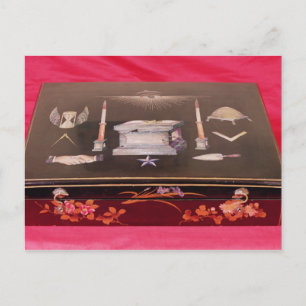 Small wooden case, with symbols of Freemasonry Postcard