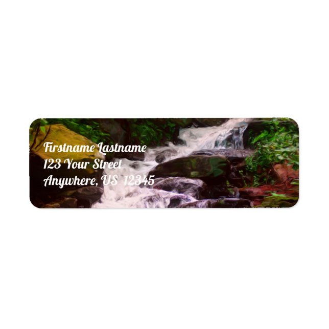 Small Woodland Waterfall Oil Painting Address (Front)