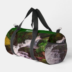 Small Woodland Waterfall Oil Painting Personalised Duffle Bag