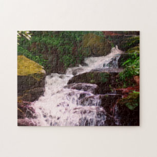 Small Woodland Waterfall Oil Photo Painting  Jigsaw Puzzle