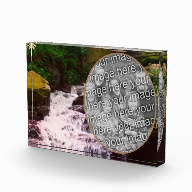 Small Woodland Waterfall Painting Add Your  Photo Block (Right)