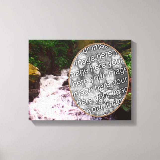 Small Woodland Waterfall Painting Add Your Photo Canvas Print (Front)