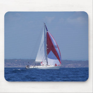 Small Yacht Setting A Spinnaker Mouse Mat