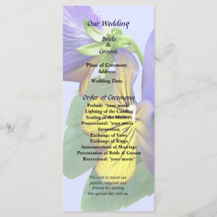 Small Yellow and Purple Pansies Wedding Program Programme