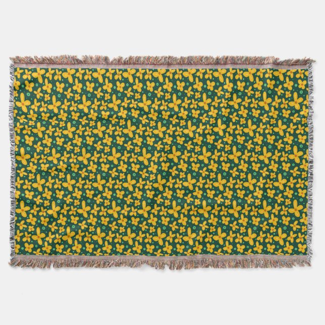 Small yellow flowers  throw blanket (Front)