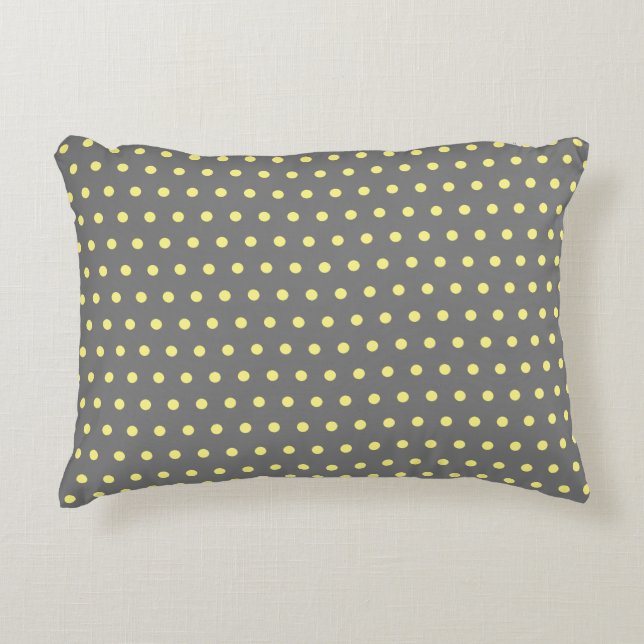 Small Yellow Polka Dots Grey Grey Custom Cute Decorative Cushion (Front)