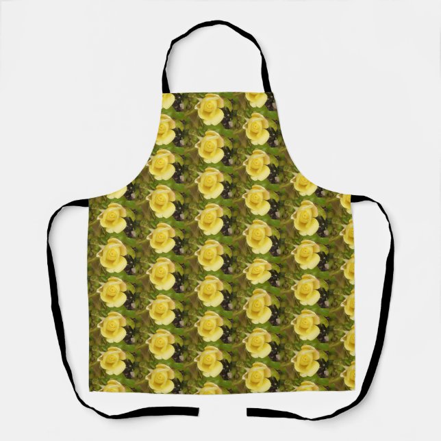 Small Yellow Rosebuds Apron (Front)