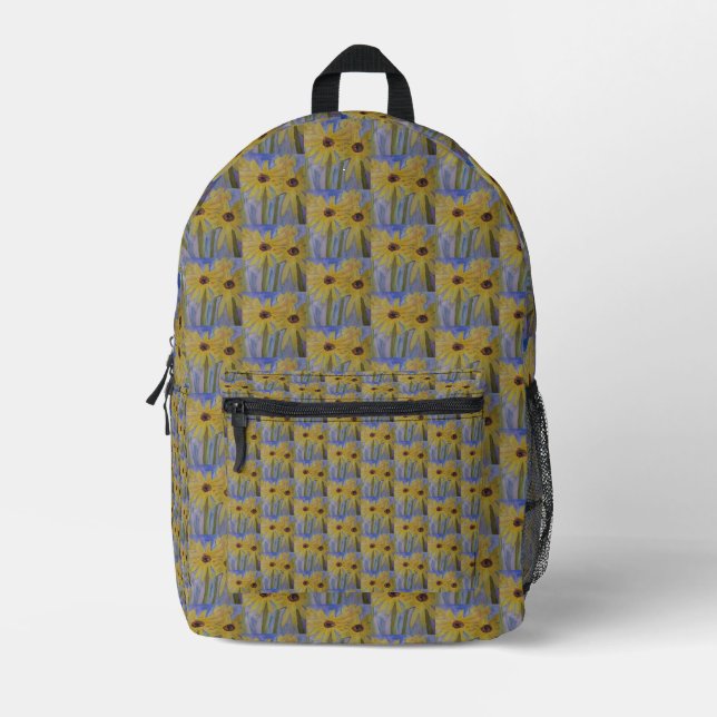 Small Yellow Sunflowers Printed Backpack (Front)