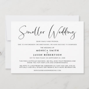Smaller Downsized Wedding Change of Plans Elegant Announcement