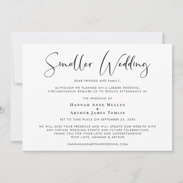 Smaller Downsized Wedding Elegant Announcement (Front)