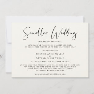 Smaller Downsized Wedding Elegant Cream Announcement