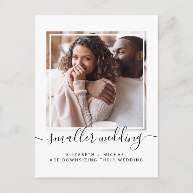 Smaller Downsized Wedding Minimal Photo Announcement Postcard (Front)