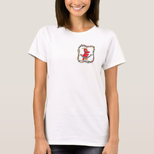 smaller logo on White Ladies tee shirt