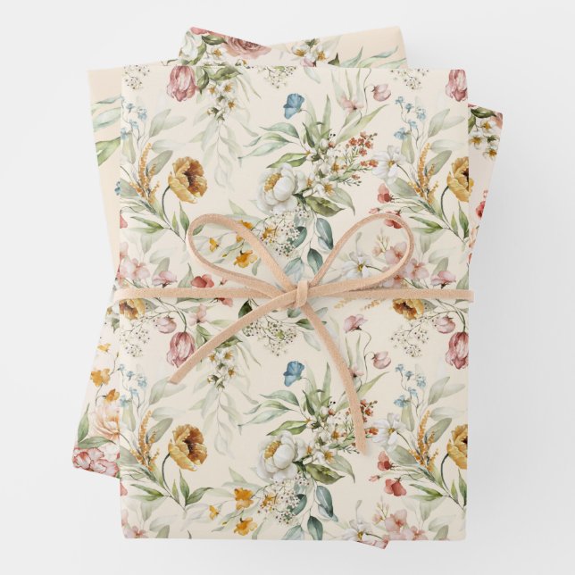 Smaller Print Dutch StillLife Floral Art 19" x 29" Wrapping Paper Sheet (In situ)