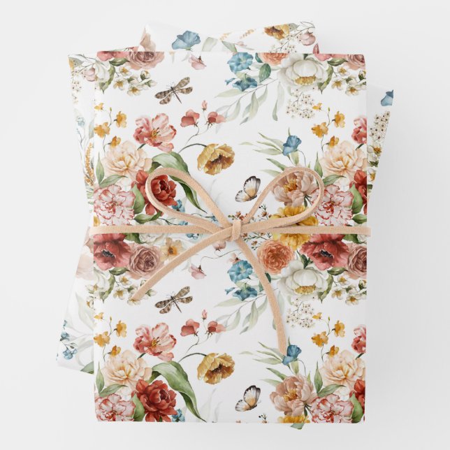 Smaller Print Dutch StillLife Floral Art 19" x 29" Wrapping Paper Sheet (In situ)