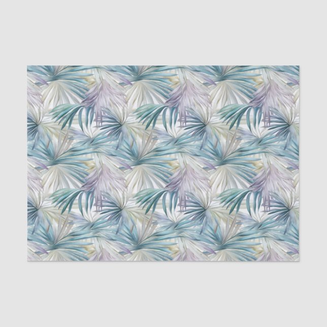 Smaller Print Pastel Palm Leaf Patterned Tissue Paper (Front)