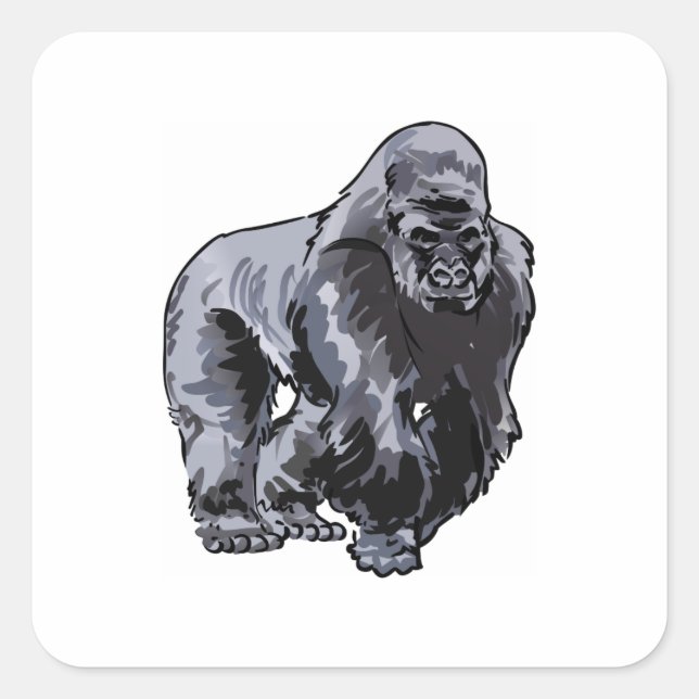 SMALLER SILVERBACK GORILLA SQUARE STICKER (Front)