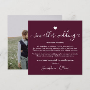 Smaller Wedding Burgundy Photo Downsized Wedding Announcement