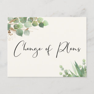 Smaller Wedding Change of Plans Eucalyptus Cream Announcement Postcard
