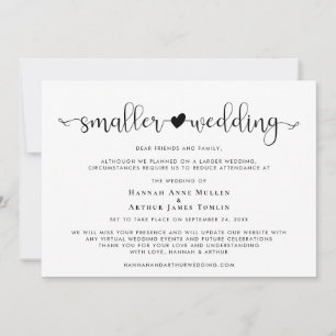 Smaller Wedding Change of Plans Heart Announcement