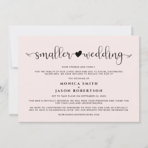 Smaller Wedding Change of Plans Heart Pink Announcement