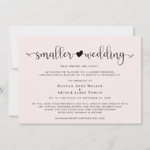 Smaller Wedding Change of Plans Heart Pink Announcement