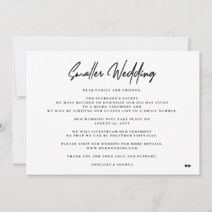 Smaller wedding elegant minimal downsize ceremony announcement