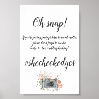 Smaller Wedding hashtag bridal shower Poster