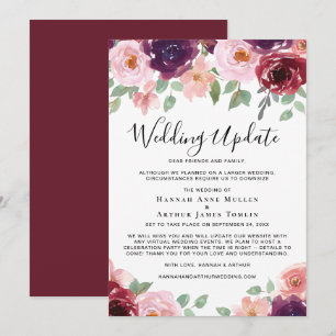 Smaller Wedding Update Floral Watercolor Announcement