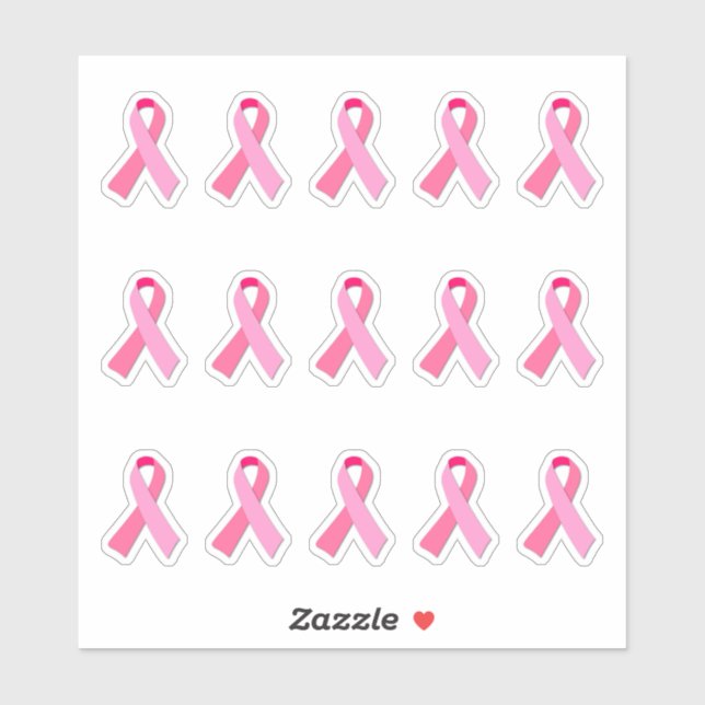Smallish Breast Cancer Awareness Pink Ribbon X 15 (Sheet)