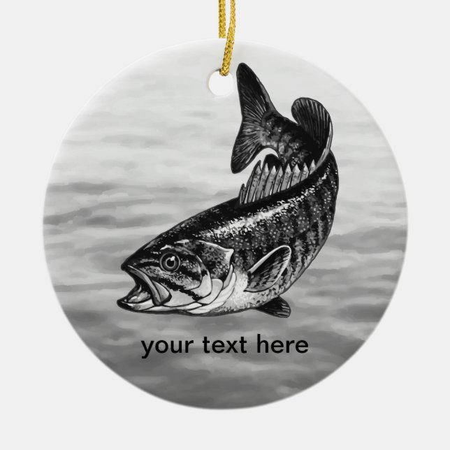 Smallmouth Bass Fishing Ceramic Tree Decoration (Front)