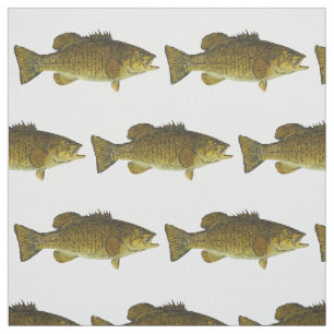 Smallmouth Bass Fishing Outdoors Cottage Fish Fabric