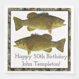 Smallmouth Bass Fishing Sports Birthday Napkins