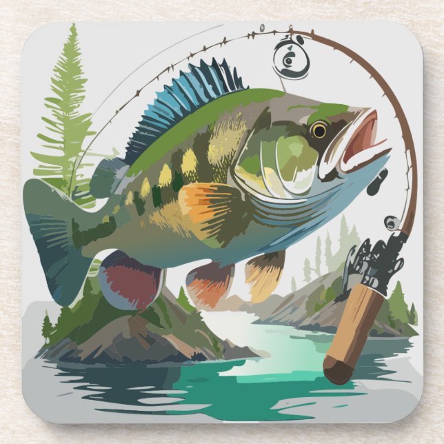 Smallmouth Bass With Its Appropriate Tackle  Coaster (Front)