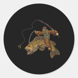 Smallmouth Byss Fishing Bigfoot Fisherman Classic Round Sticker