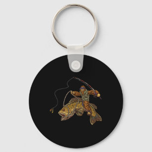 Smallmouth Byss Fishing Bigfoot Fisherman Key Ring