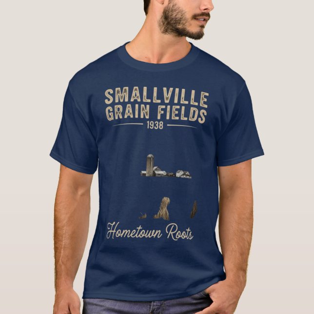 Smallville Grain Fields Retro Farm T-Shirt (Front)