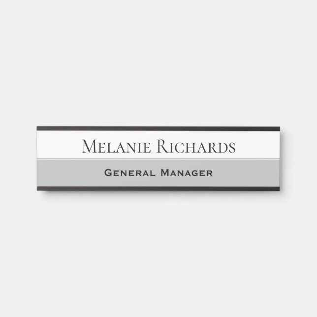 Smart and Stylish Grey and White Personalised Door Sign (Front)